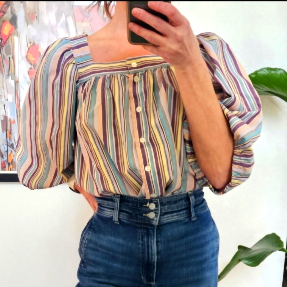 Vintage late 70s Regina Porter puffed sleeve blouse